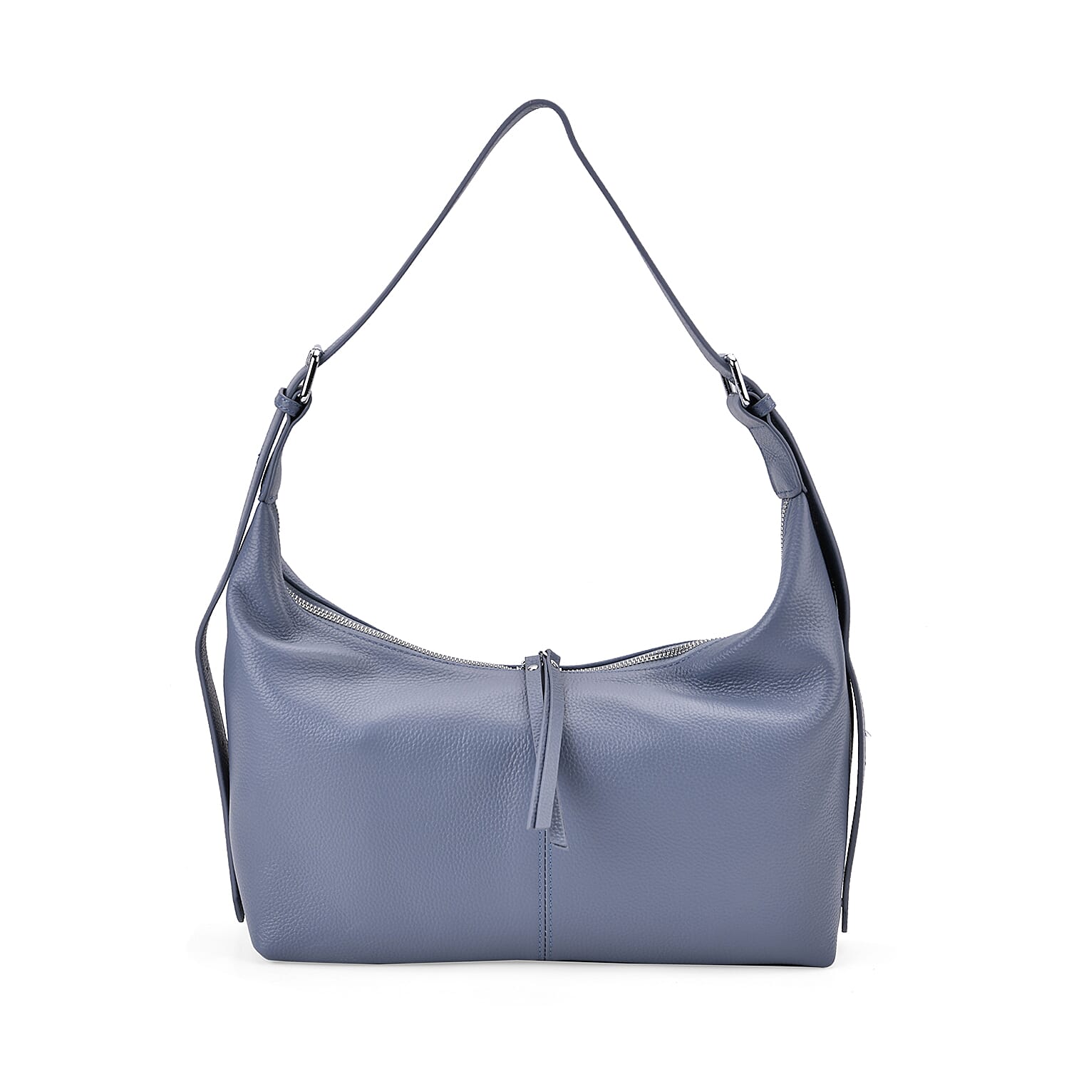 Versatile Genuine Leather Shoulder Bag with Adjustable Strap - Blue