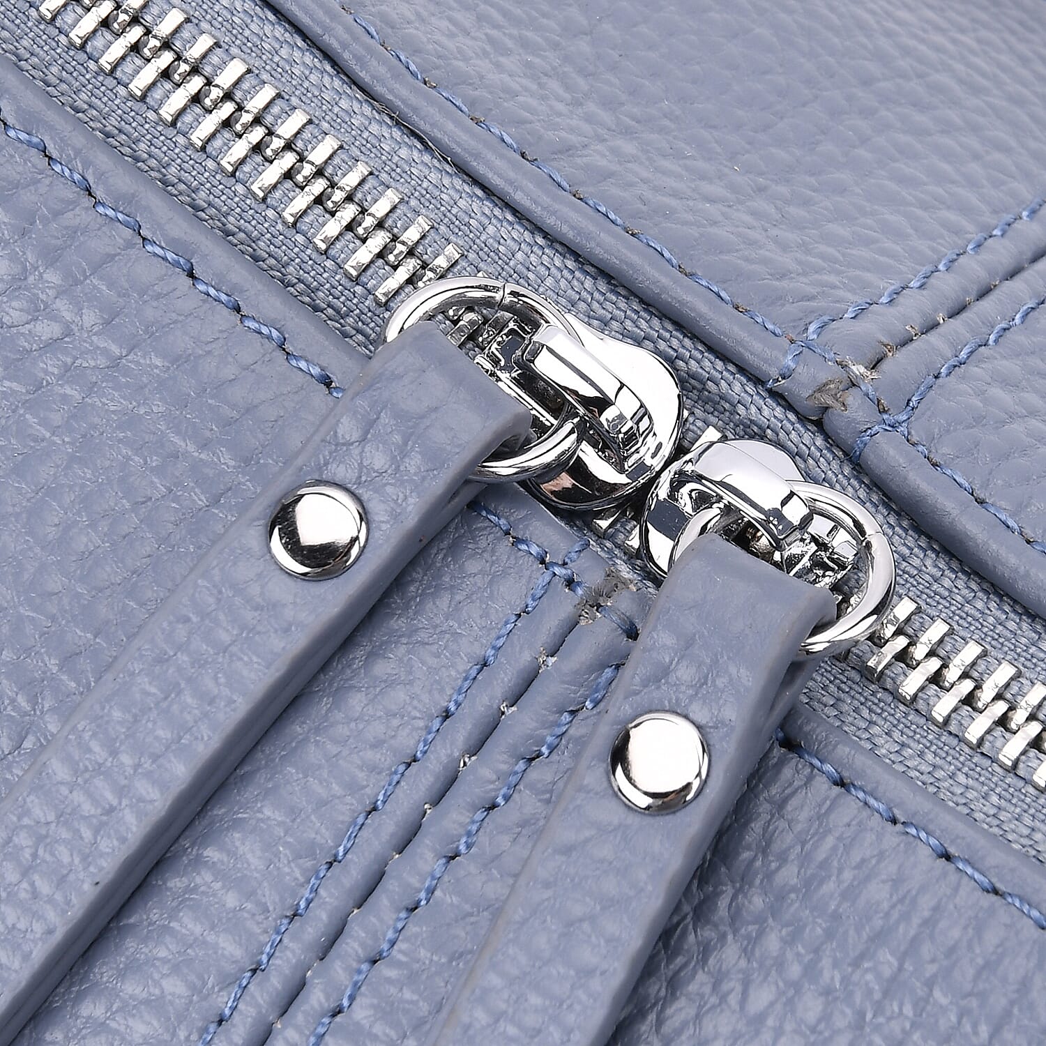 Versatile Genuine Leather Shoulder Bag with Adjustable Strap - Blue