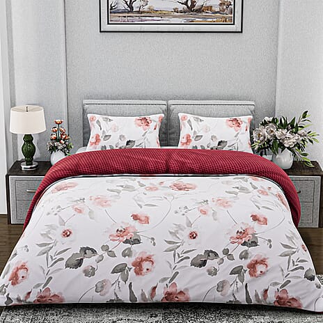 Boutique Bedding Collection 3 Piece Set - Flower Duvet Cover With 2 Pillowcases - Double