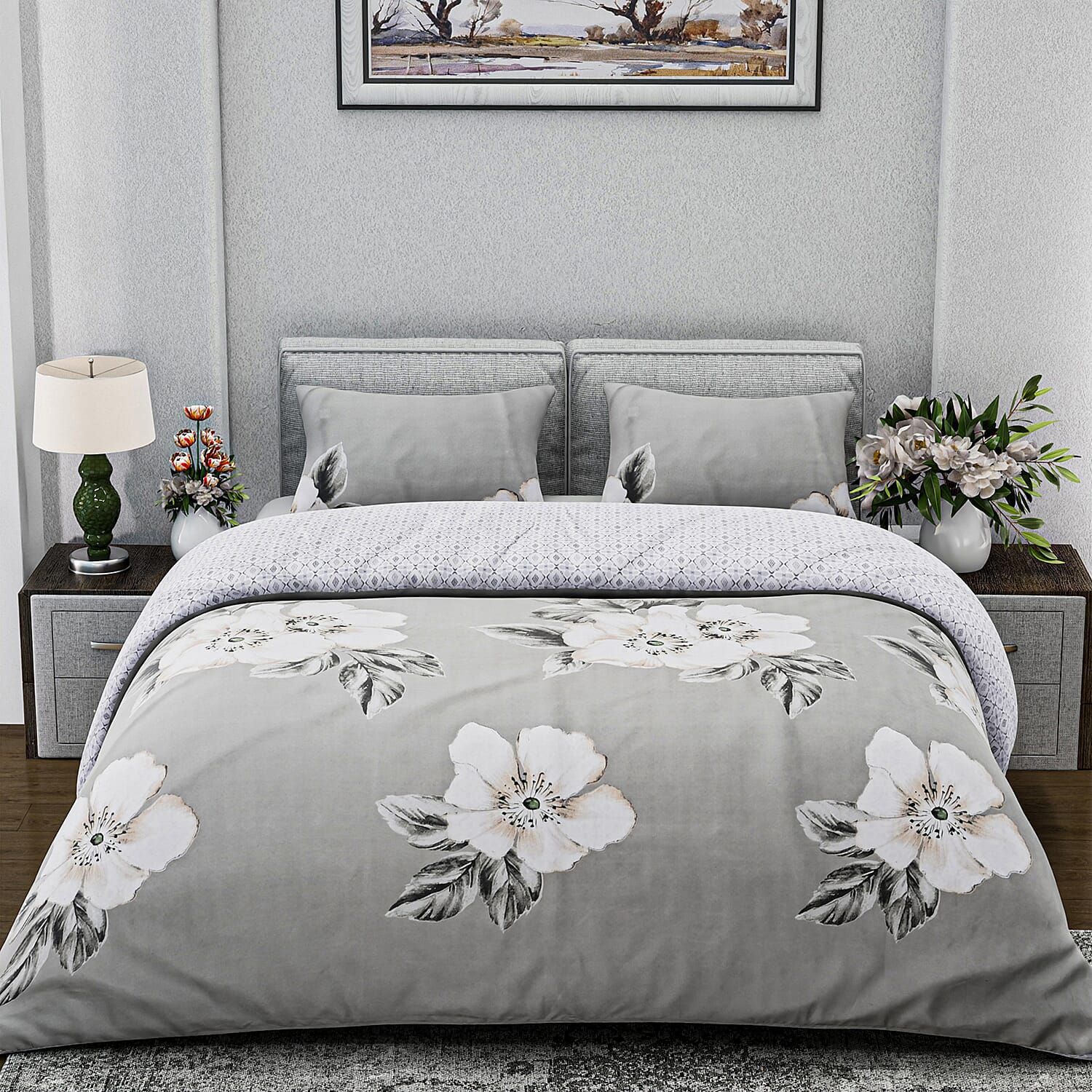 Boutique Bedding Collection 3 Piece Set - Geometric Wave Duvet Cover With 2 Pillowcases - Double