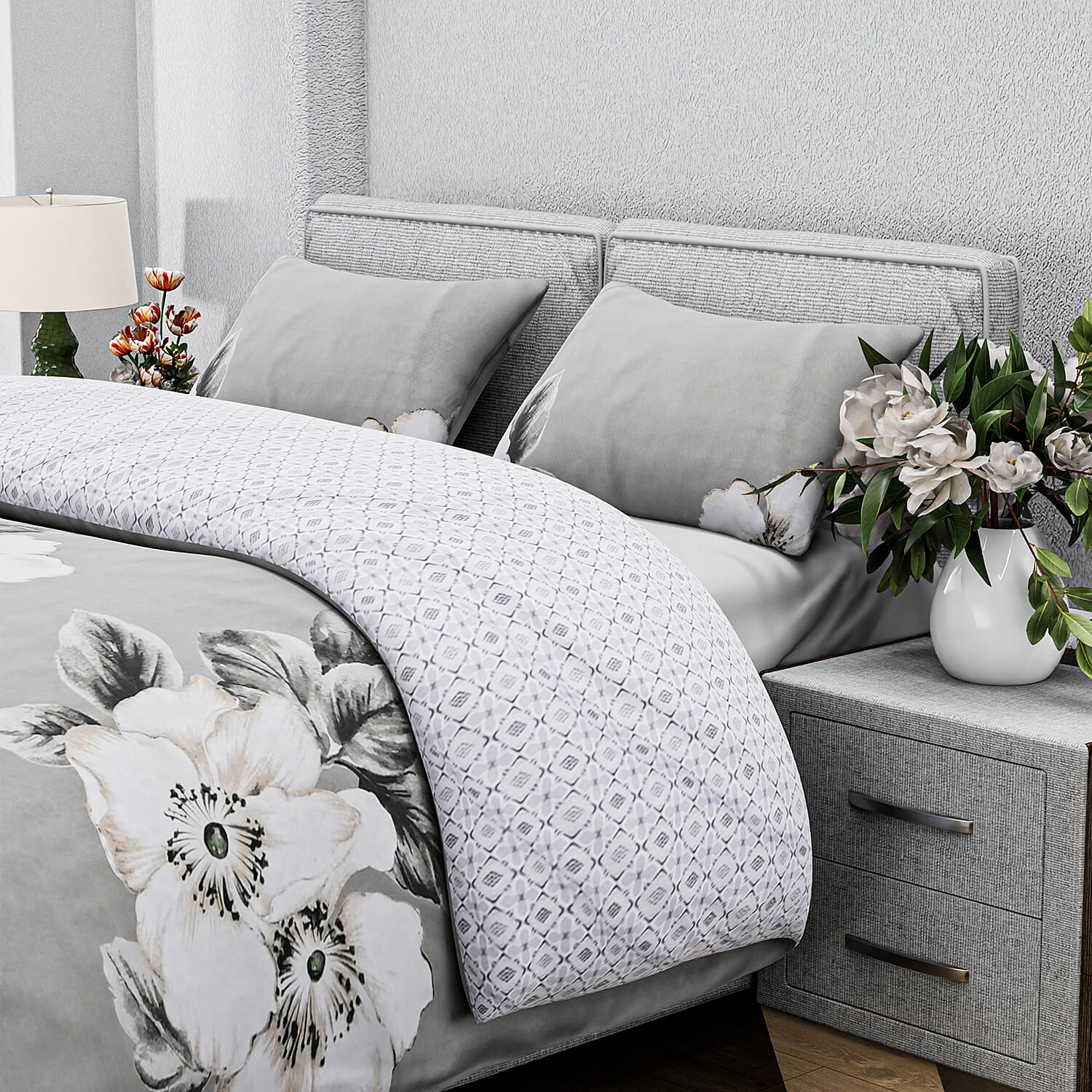 Boutique Bedding Collection 3 Piece Set - Geometric Wave Duvet Cover With 2 Pillowcases - Double