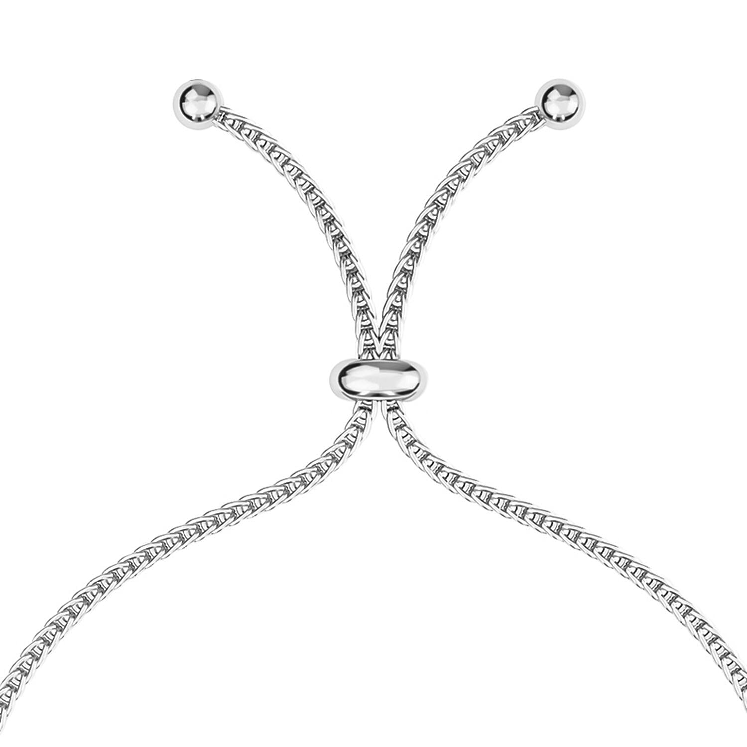 White Diamond Adjustable Chain Bracelet (Size - 10.5) in Silver Tone