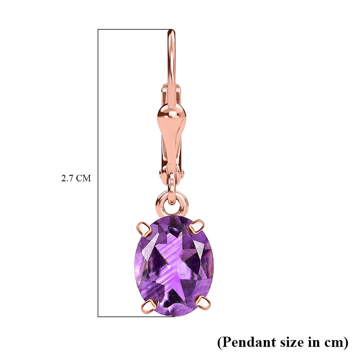 AAA Rose De France Amethyst  Earring with Lever Back in 18K Vermeil Rose Gold Plated Sterling Silver 3.40 Ct.