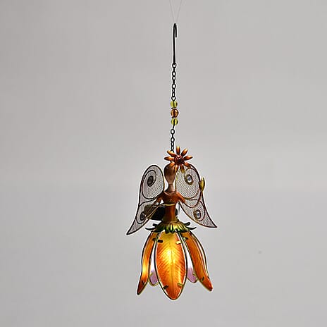 Iron Art Fairy Solar Outdoor Light Decoration (300mAh Battery) - Orange