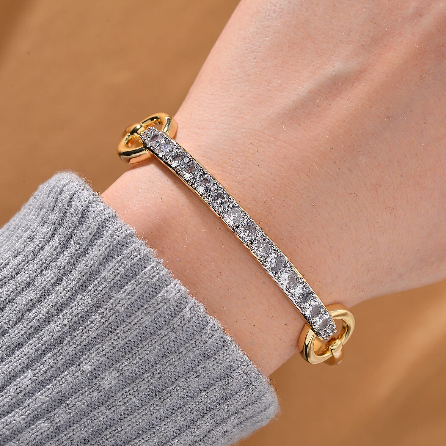 White Cubic Zirconia Bangle (Size - 7.5) 