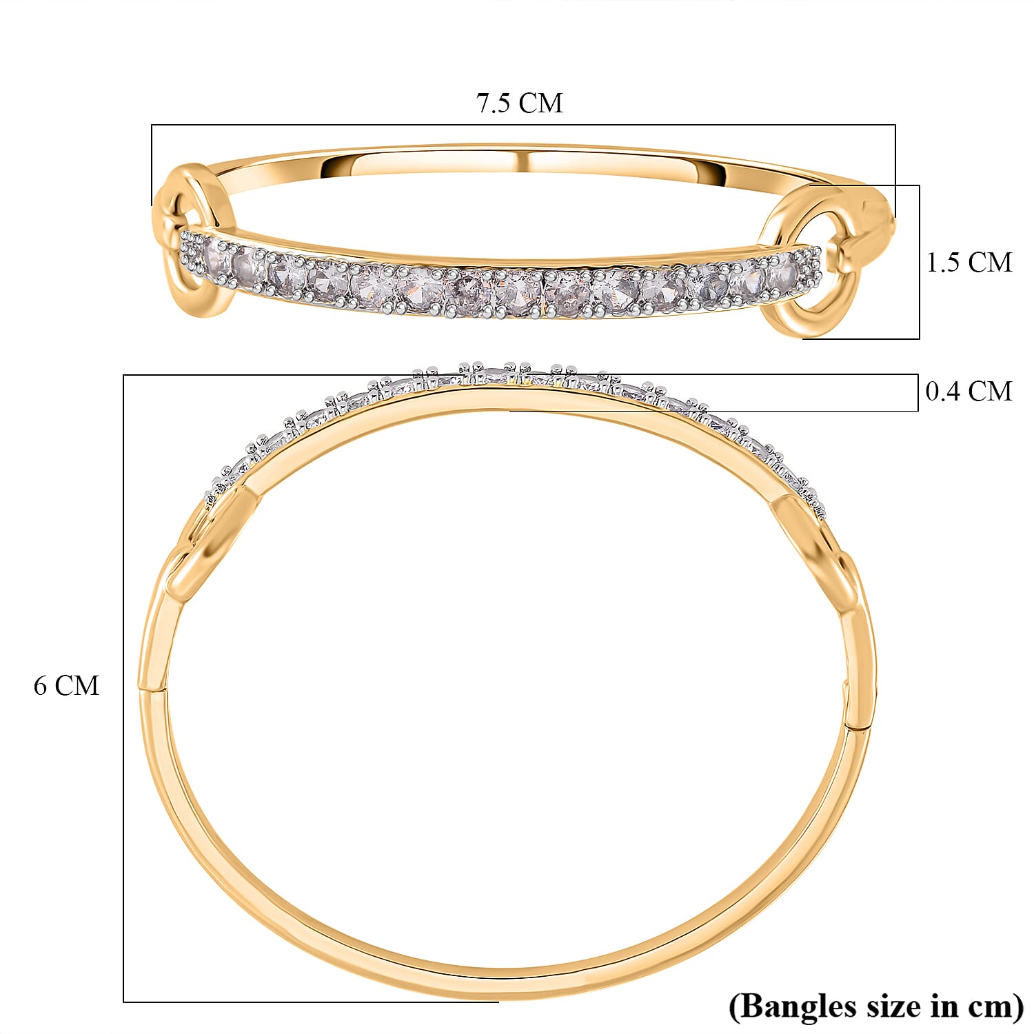 White Cubic Zirconia Bangle (Size - 7.5) 
