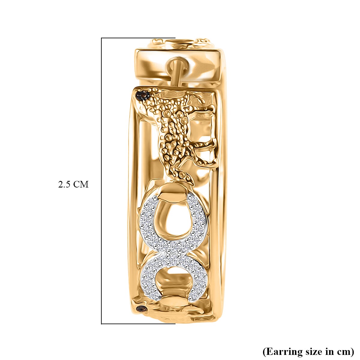 GP Trionfo Collection - White Zircon & Blue Sapphire Hoop Earrings in 18K Vermeil Yellow Gold Plated Sterling Silver 1.07 Ct.