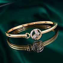 GP Italian Garden Collection - White Zircon Butterfly Openable Bangle (Size - 7.5) in 18K Vermeil Yellow Gold and Rhodium Over Sterling Silver