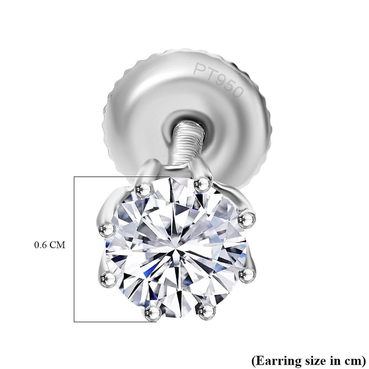 Luxuriant Diamond 950 Platinum SGL Certified (VS-G-H) Lab Grown Diamond Earring with Screw Back 1.02 Ct.