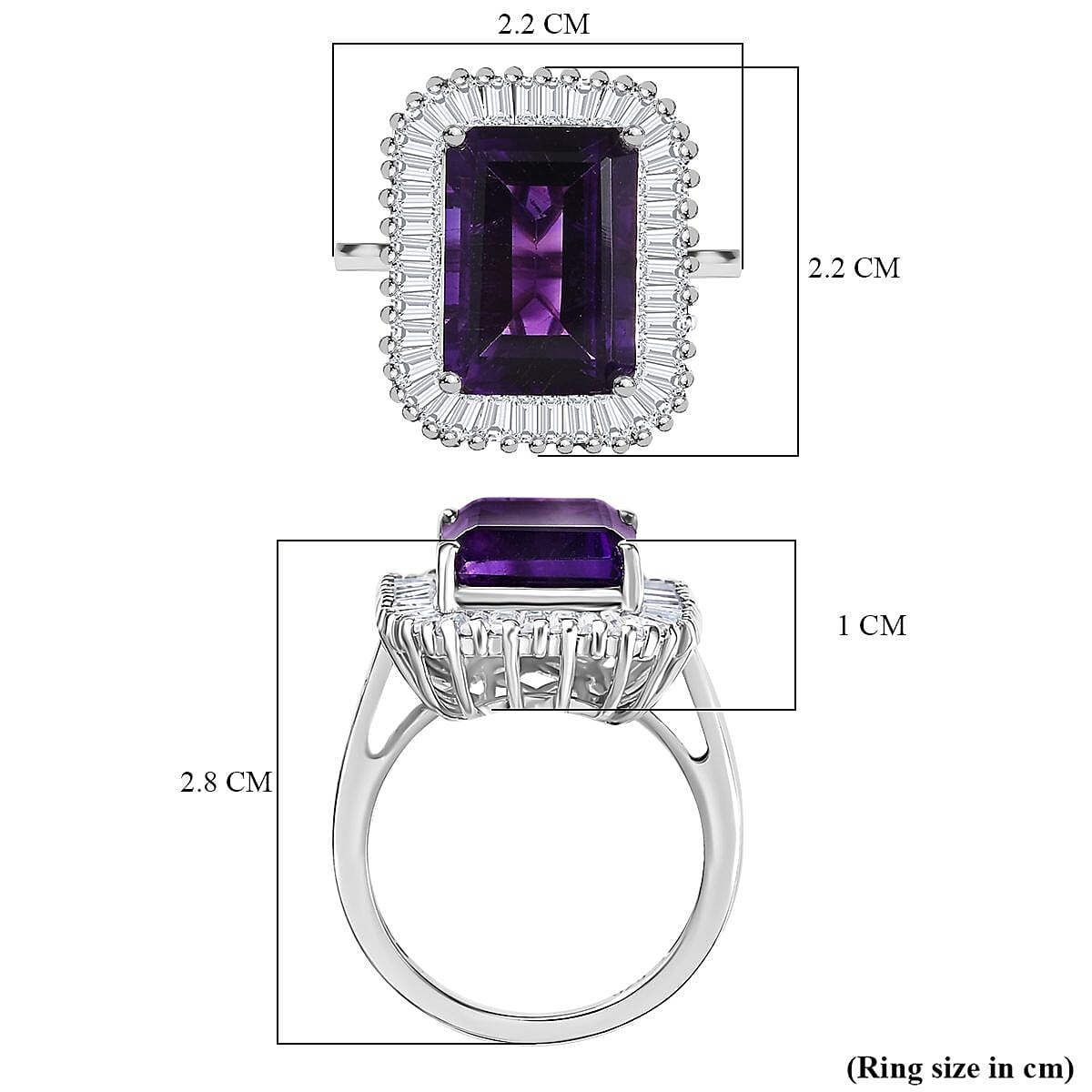 Moroccan Amethyst & Moissanite Ring in Rhodium Overlay Sterling Silver 8.49 Ct. Moroccan Amethyst & Moissanite Ring in Rhodium Overlay Sterling Silver 8.49 Ct.
