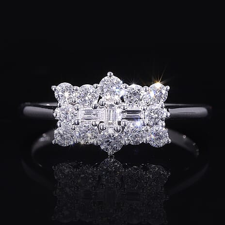 Rhapsody - IGI Certified 950 Platinum (VS E-F) White Diamond Boat Ring 1.00 Ct, Platinum Wt. 4.20 Gms.