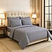 Homesmart Satin Vertical Stripe 6-Piece Double Bedding Set (incl. Duvet Cover, Fitted Sheet, 4 Pillowcases)