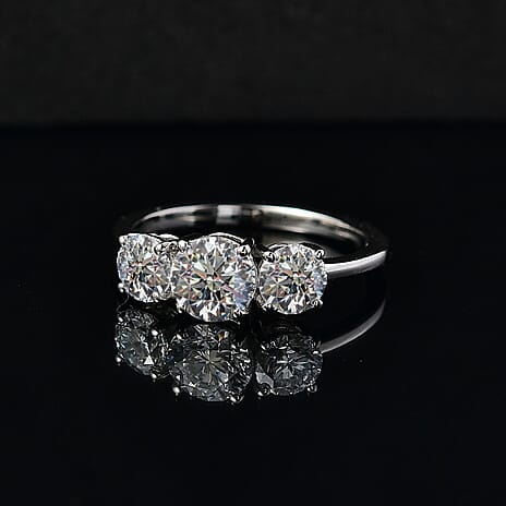 Luxuriant Diamond - 950 Platinum SGL Certified (VS-G-H) Lab Grown Diamond Trilogy Ring 2.08 Ct.