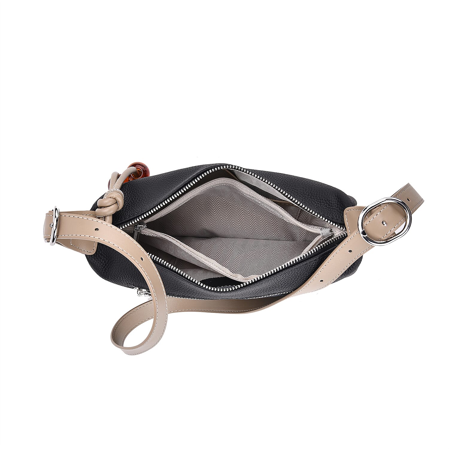 Genuine Leather Crossbody Bag - Black