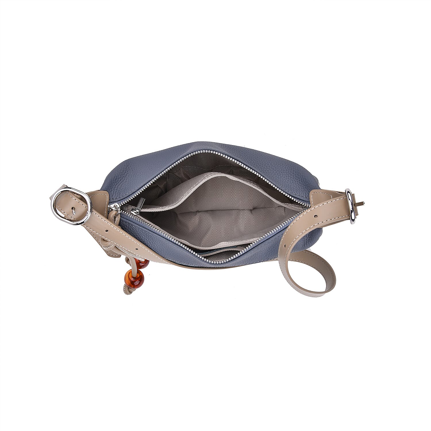 Genuine Leather Crossbody Bag - Denim