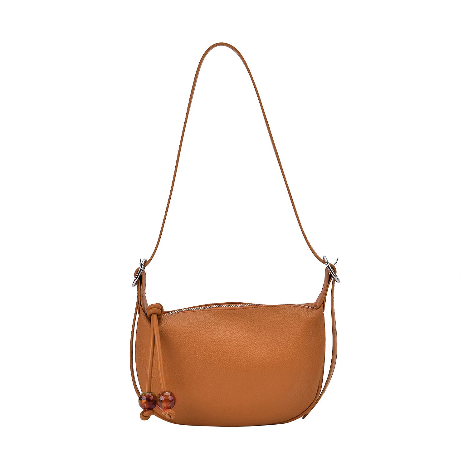 Genuine Leather Crossbody Bag - Tan