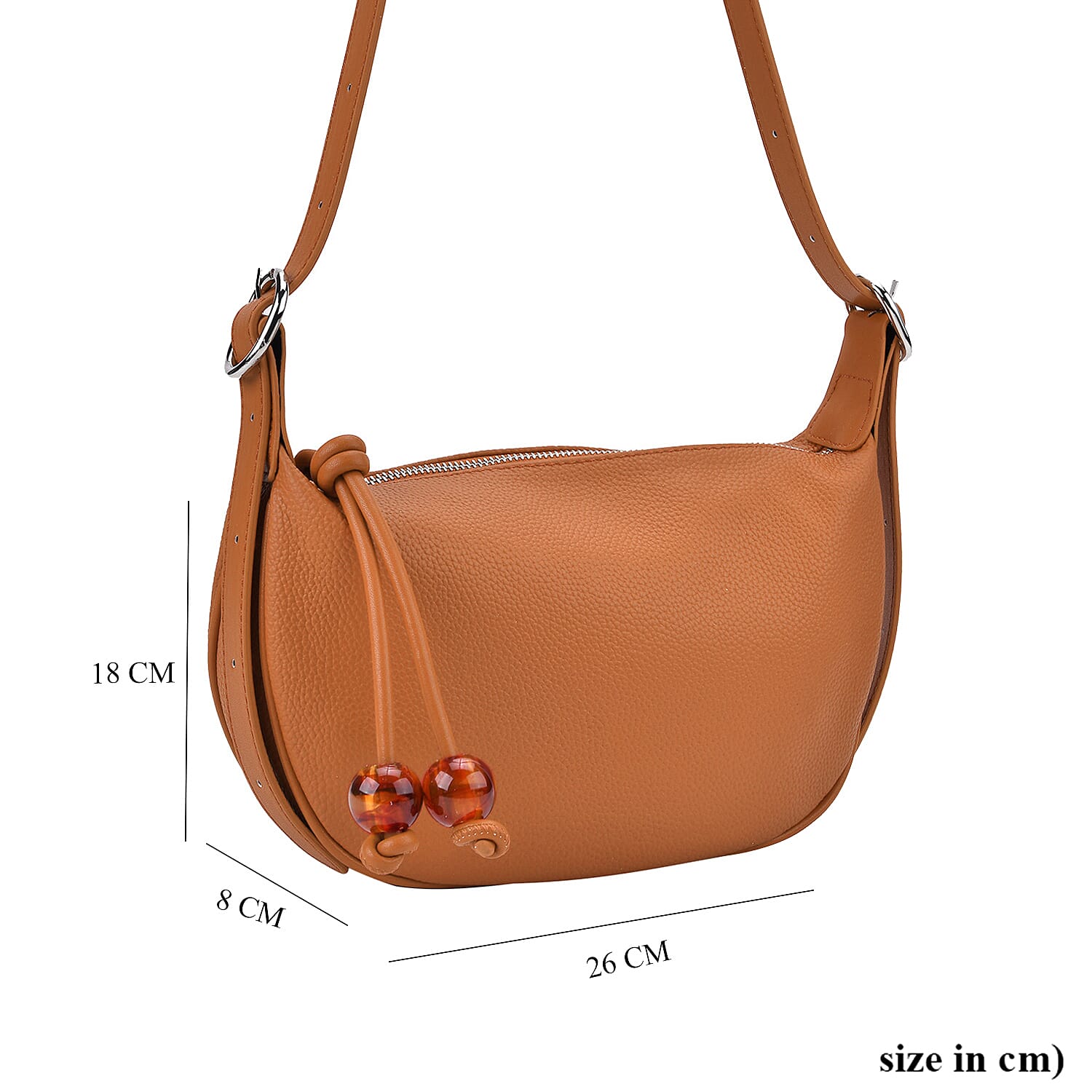 Genuine Leather Crossbody Bag - Tan