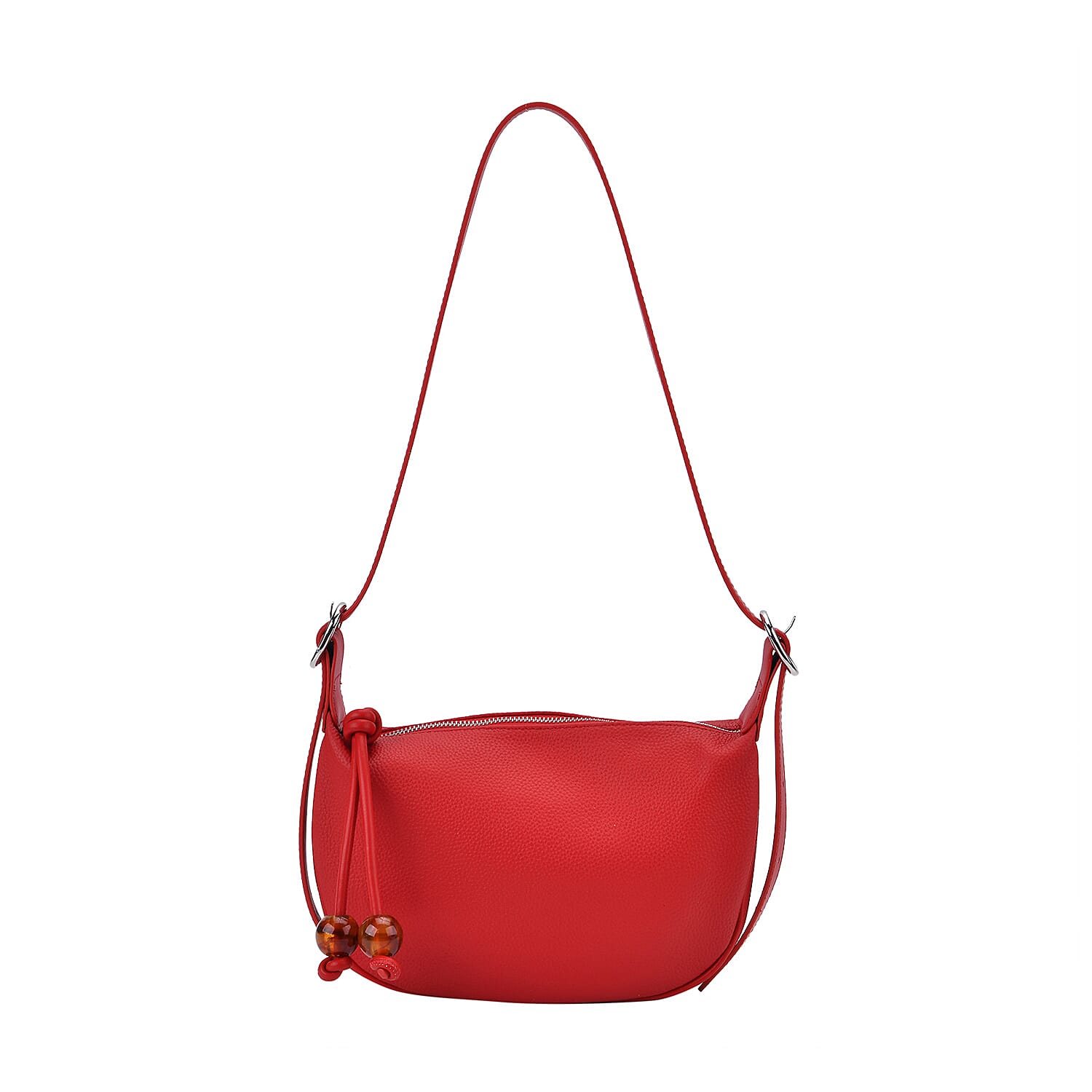 Genuine Leather Crossbody Bag - Red