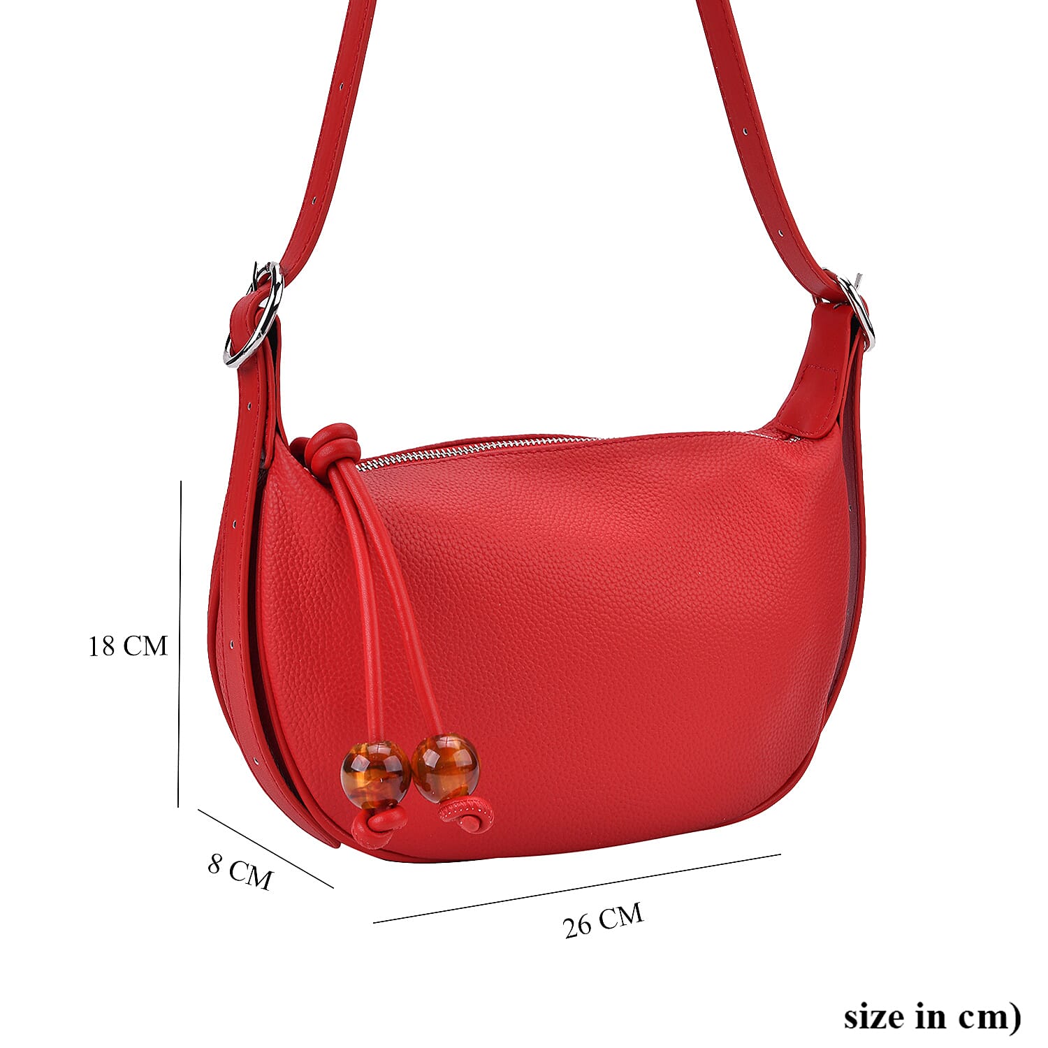 Genuine Leather Crossbody Bag - Red