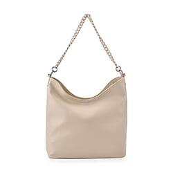 Hongkong Closeout Deal - 100%  Genuine Leather Litchi Embossed Crossbody Bag -  Off White