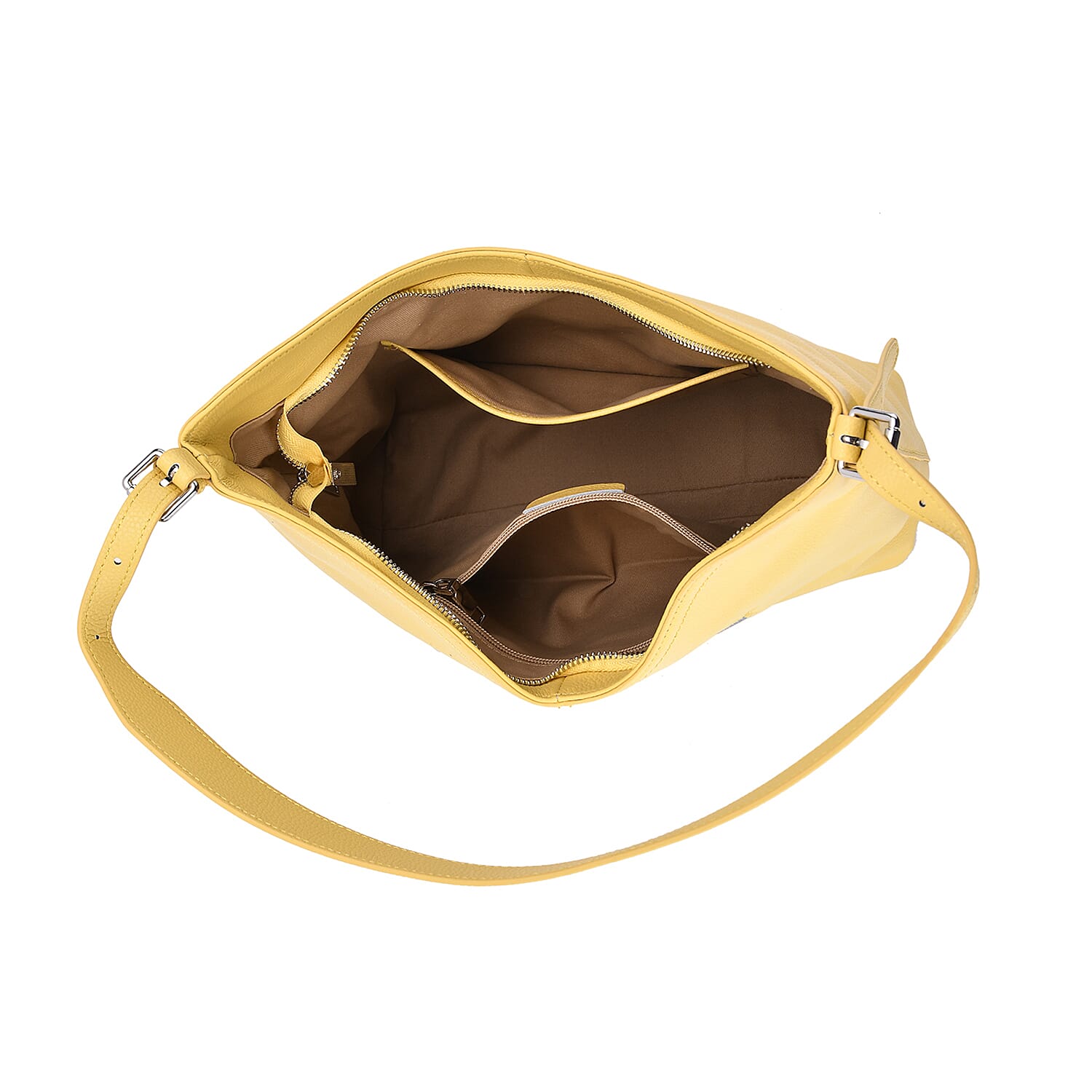 SUPERFIND - Hongkong Closeout Deal - 100% Genuine Leather Litchi Embossed Crossbody Bag - Buttermilk