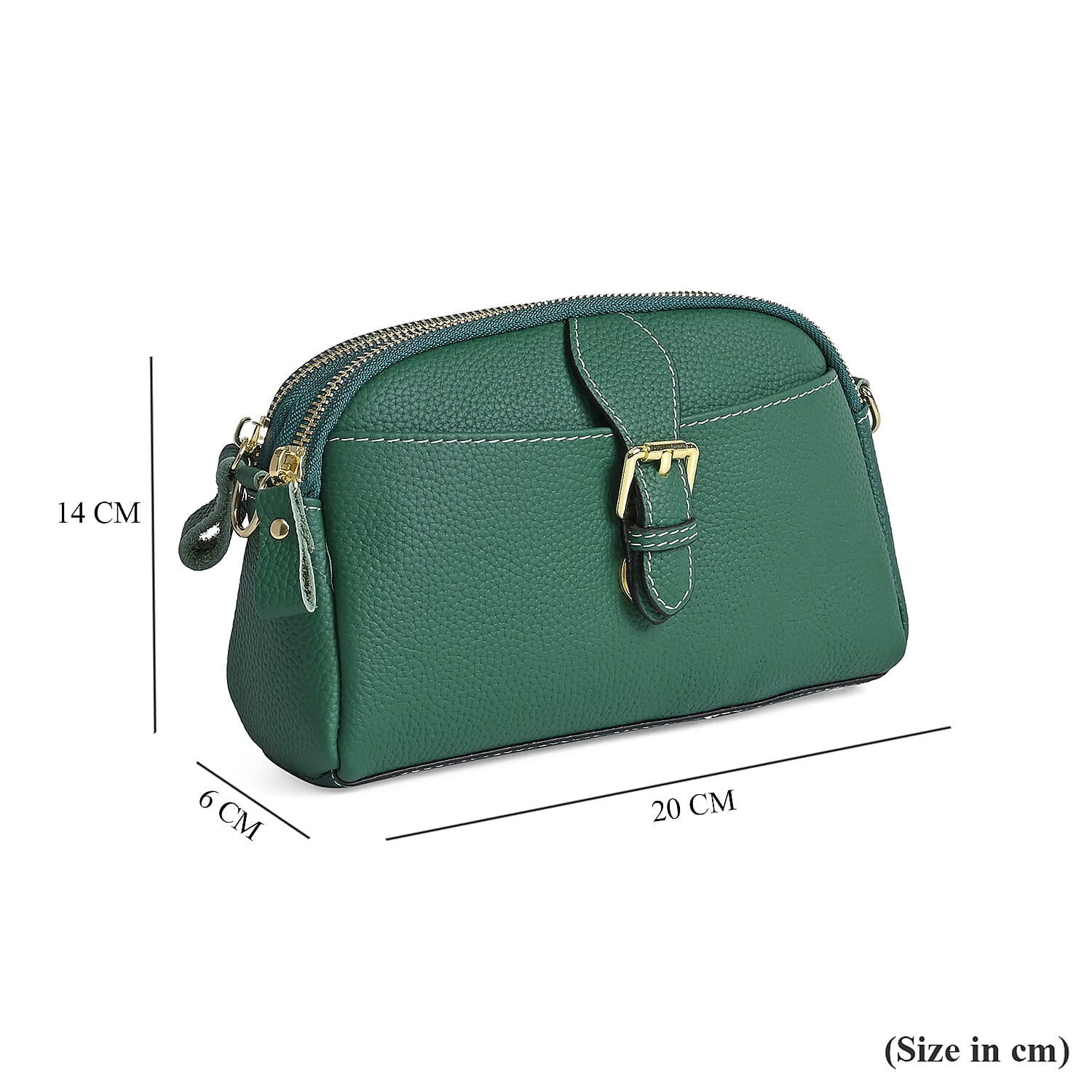 Genuine Leather Classic Crossbody Bag - Green Genuine Leather Classic Crossbody Bag - Green