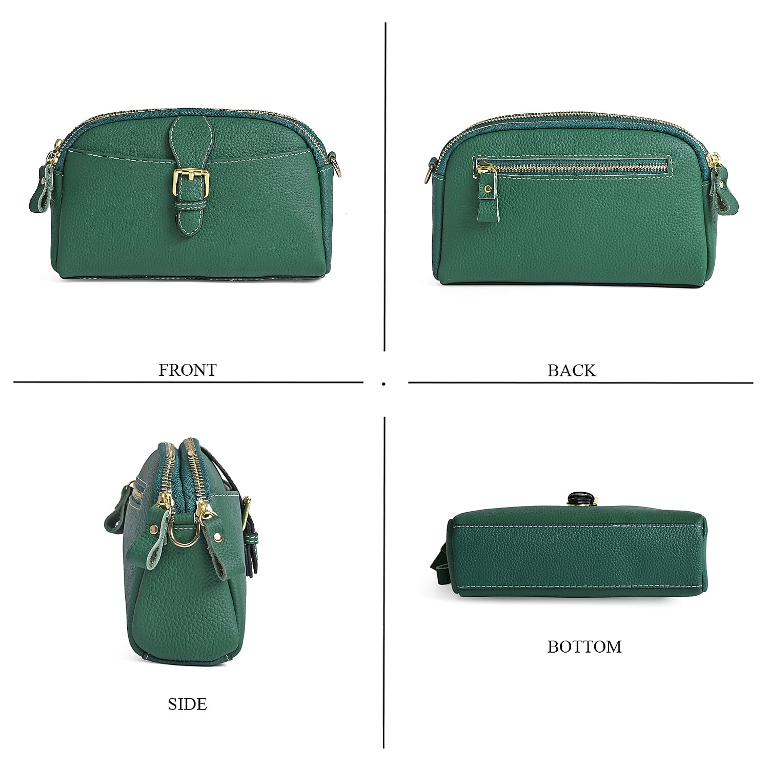 Genuine Leather Classic Crossbody Bag - Green Genuine Leather Classic Crossbody Bag - Green