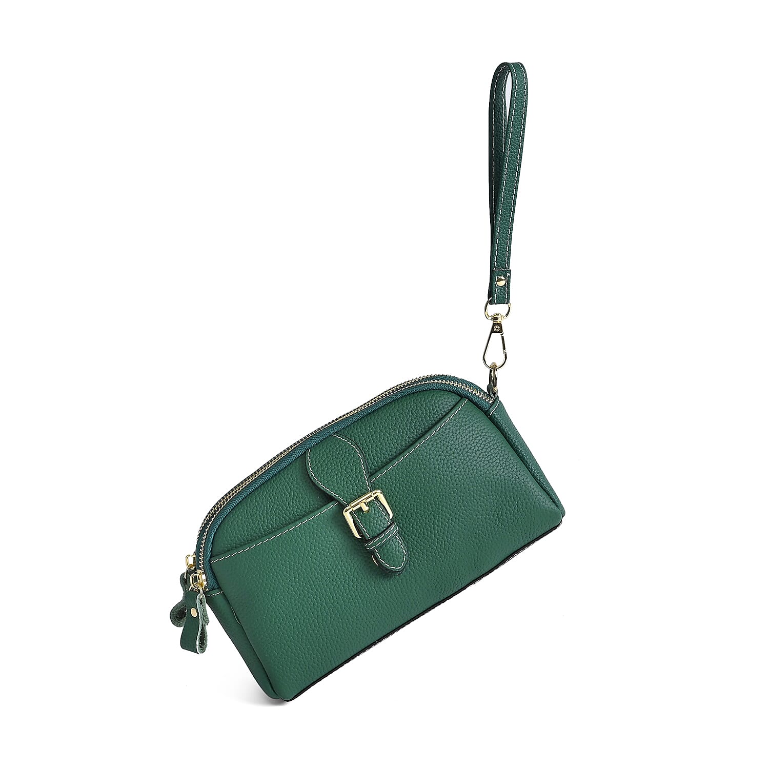 Genuine Leather Classic Crossbody Bag - Green Genuine Leather Classic Crossbody Bag - Green