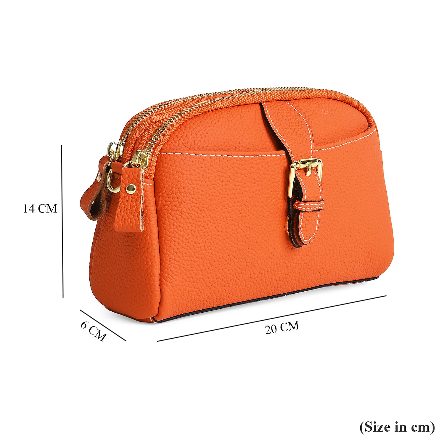 Genuine Leather Classic Crossbody Bag - Orange Genuine Leather Classic Crossbody Bag - Orange