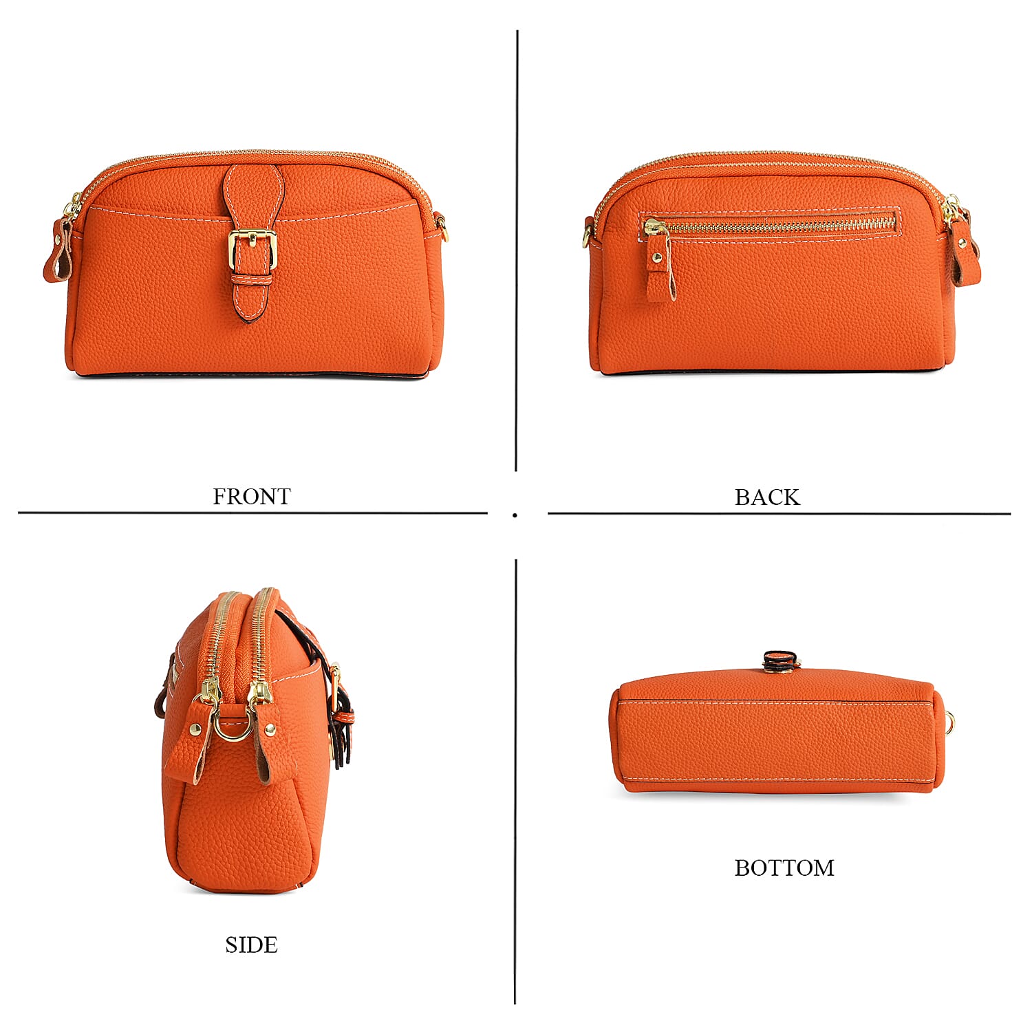 Genuine Leather Classic Crossbody Bag - Orange Genuine Leather Classic Crossbody Bag - Orange
