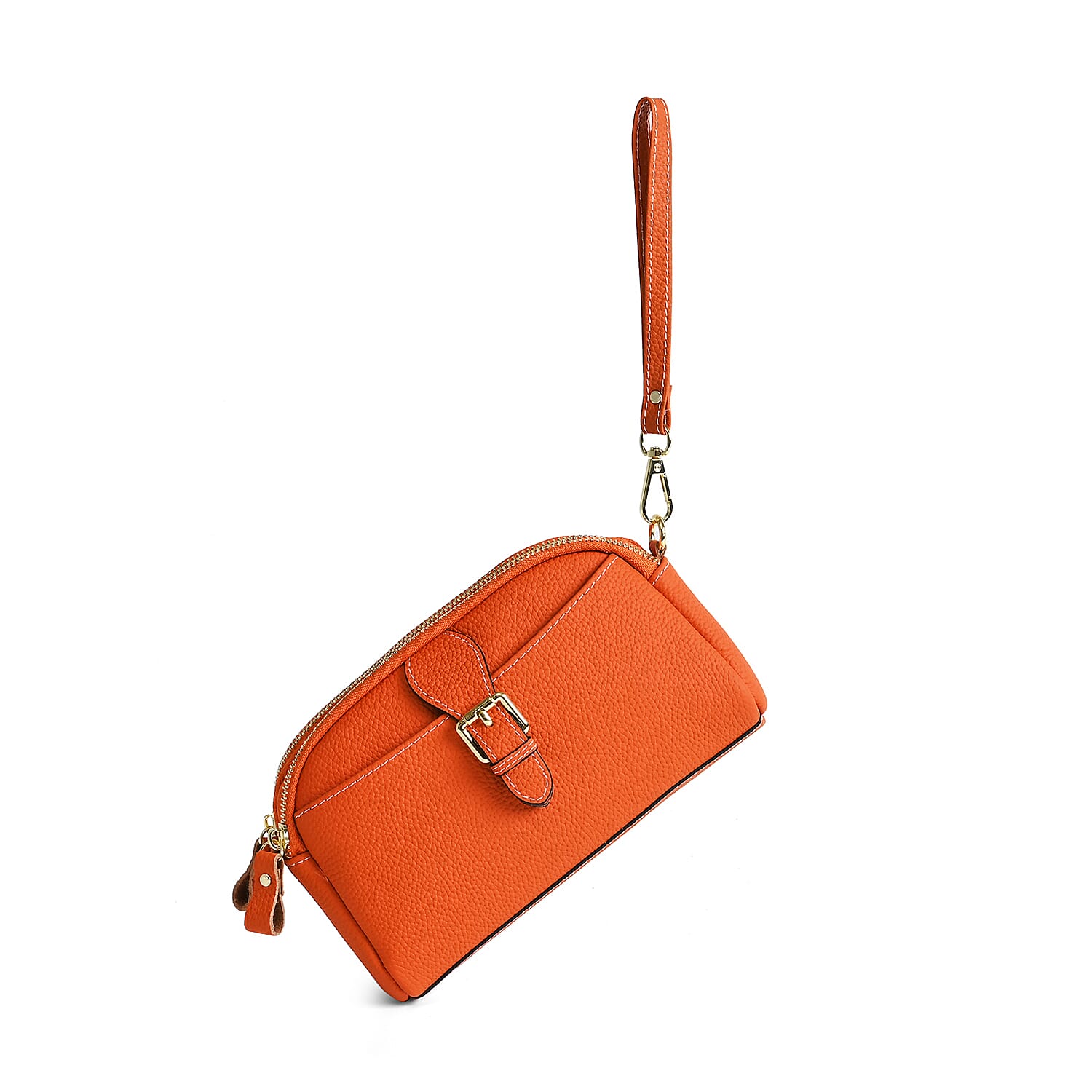 Genuine Leather Classic Crossbody Bag - Orange Genuine Leather Classic Crossbody Bag - Orange
