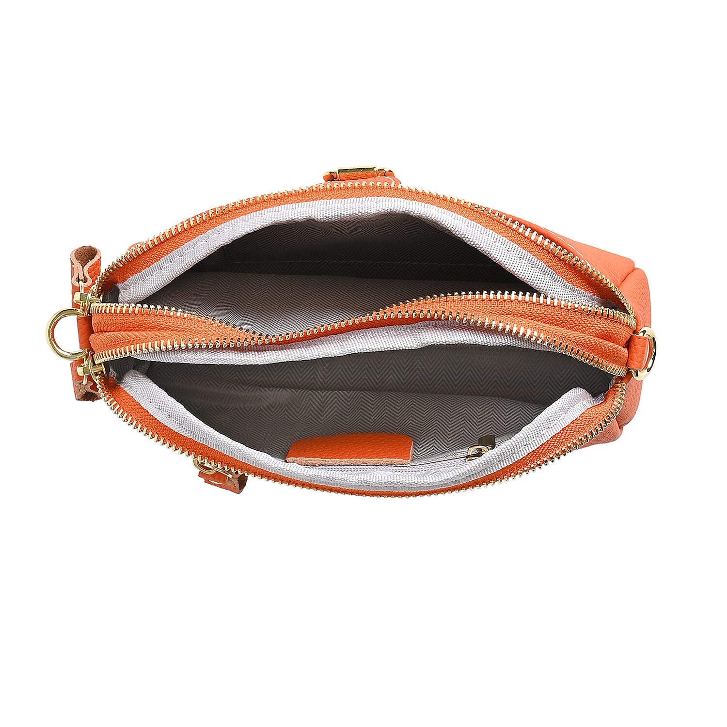 Genuine Leather Classic Crossbody Bag - Orange Genuine Leather Classic Crossbody Bag - Orange