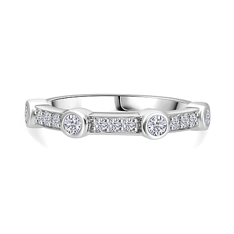 Luxuriant Diamond Lab Grown Diamond Ring in Platinum Overlay Sterling Silver 0.49 Ct.