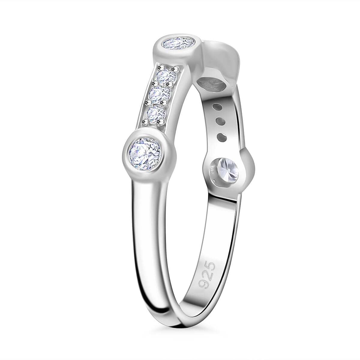 Luxuriant Diamond Lab Grown Diamond Ring in Platinum Overlay Sterling Silver 0.49 Ct.
