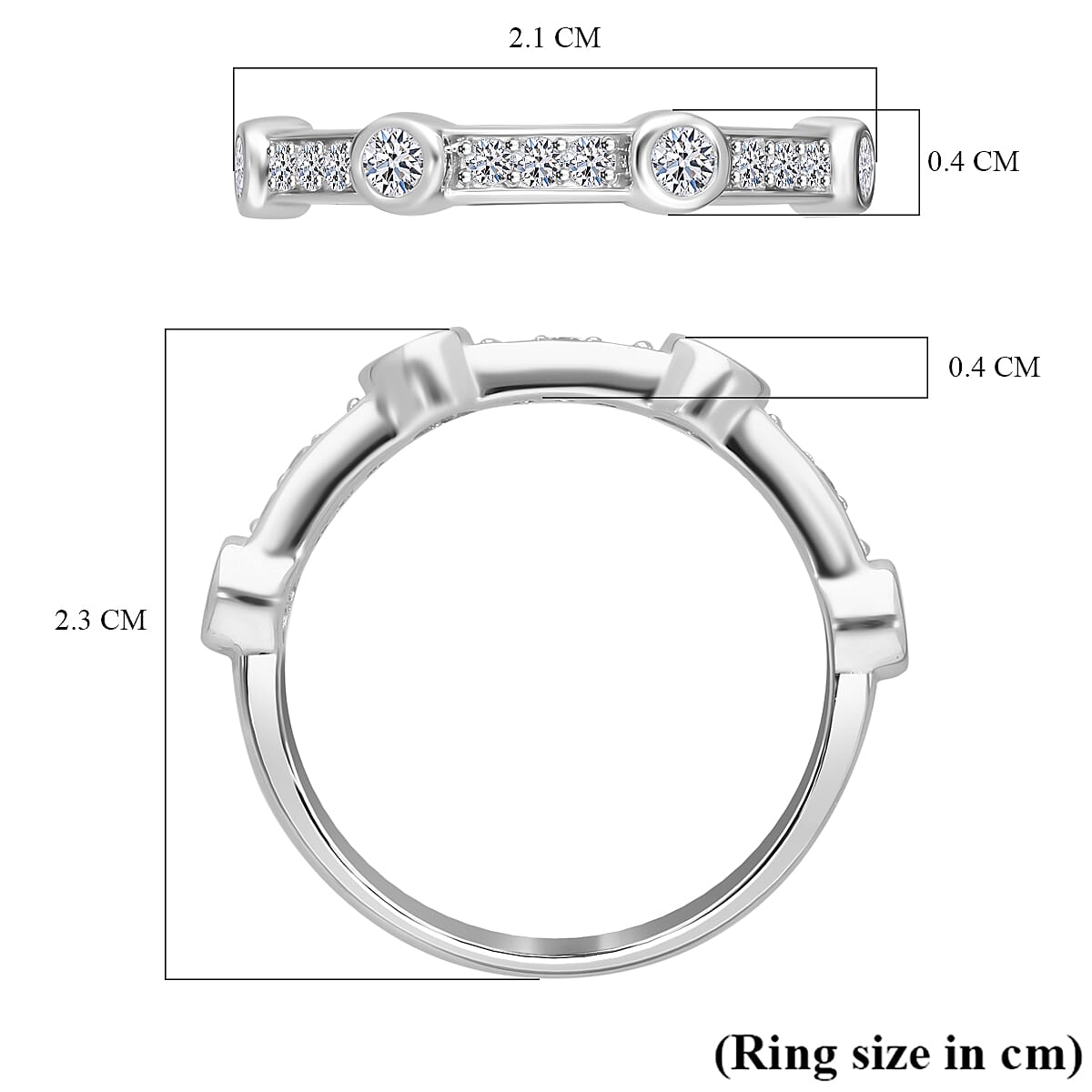 Luxuriant Diamond Lab Grown Diamond Ring in Platinum Overlay Sterling Silver 0.49 Ct.