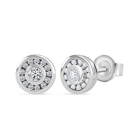LUXURIANT Lab Grown Diamond Earring with Push Back in Platinum Overlay Sterling Silver 0.27 Ct.