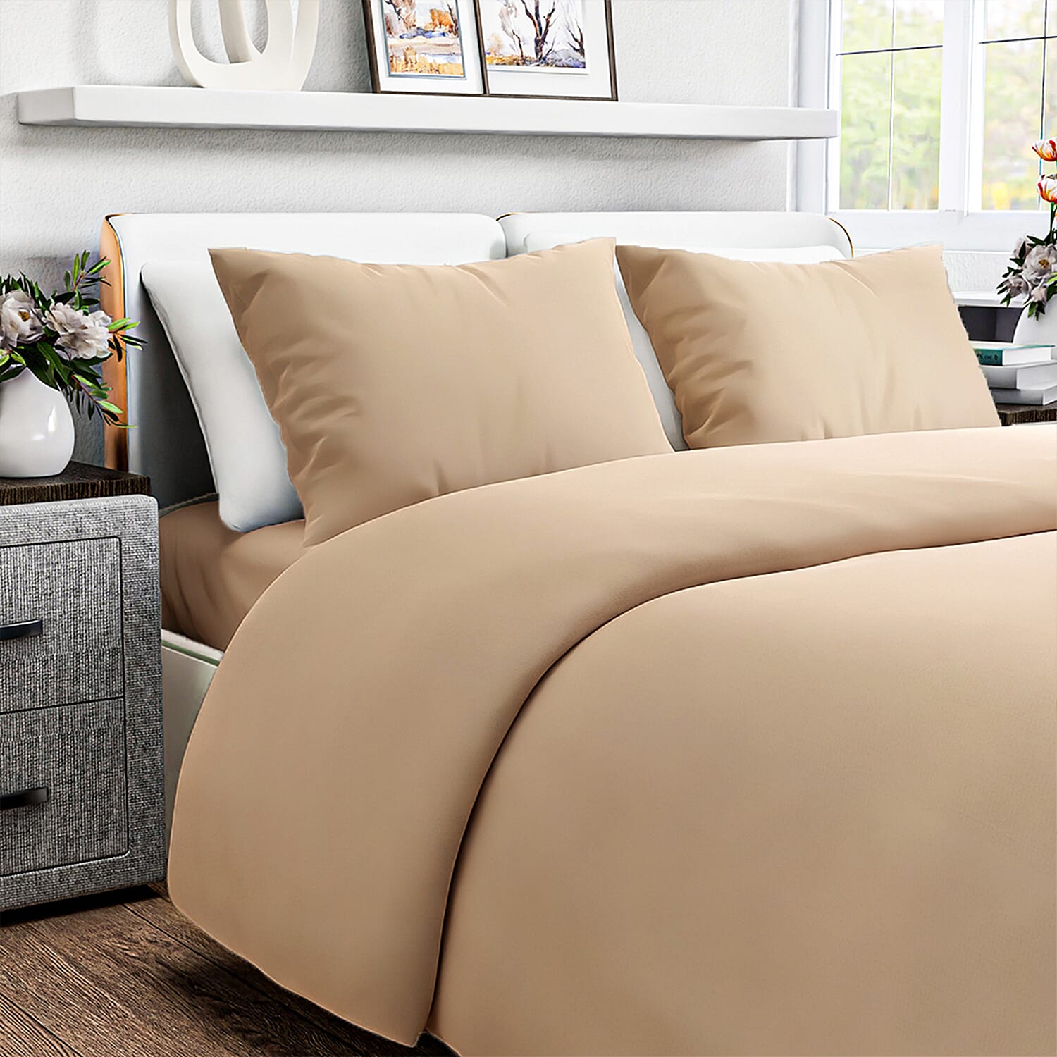 4-Piece Bamboo Bedding Set incl. Duvet Cover, Fitted Sheet & 2 Pillowcases