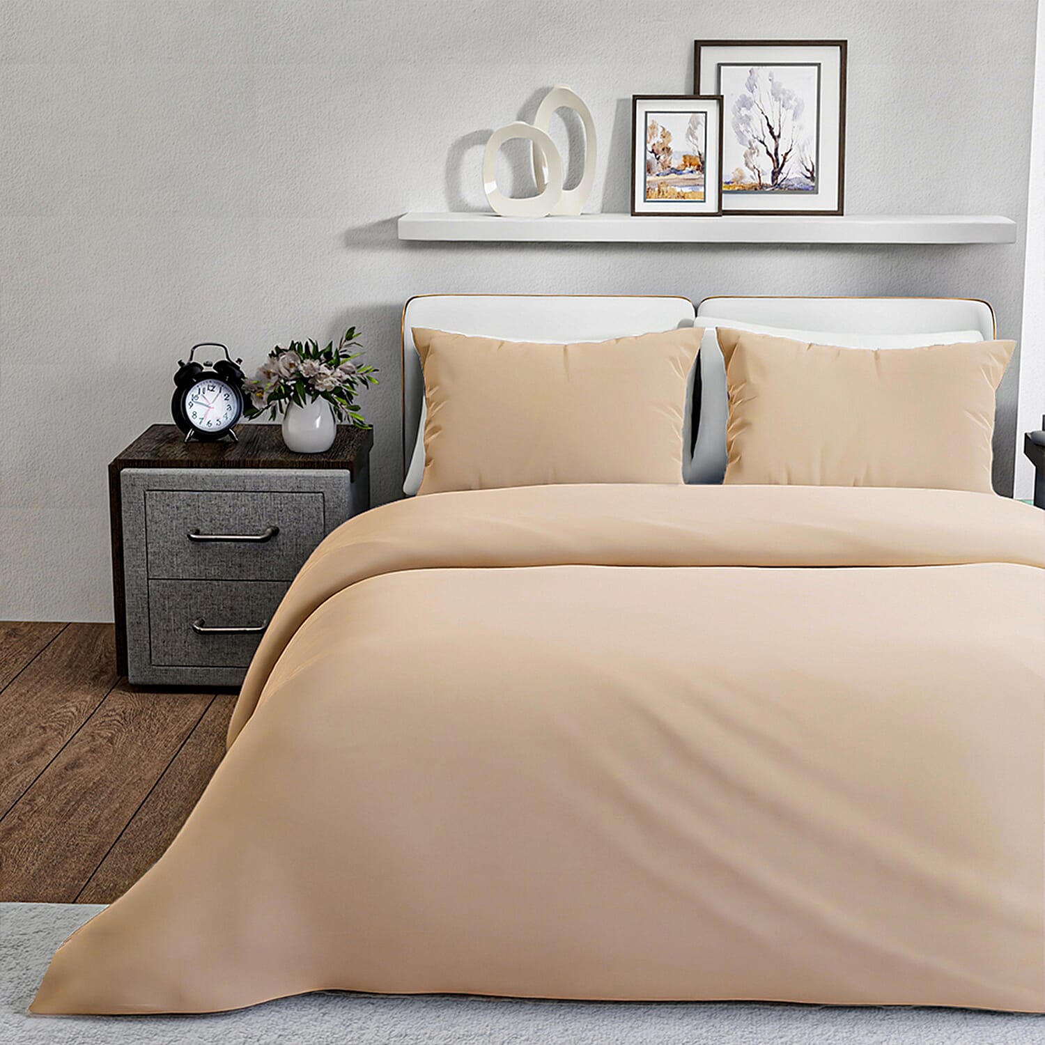 4-Piece Bamboo Bedding Set incl. Duvet Cover, Fitted Sheet & 2 Pillowcases