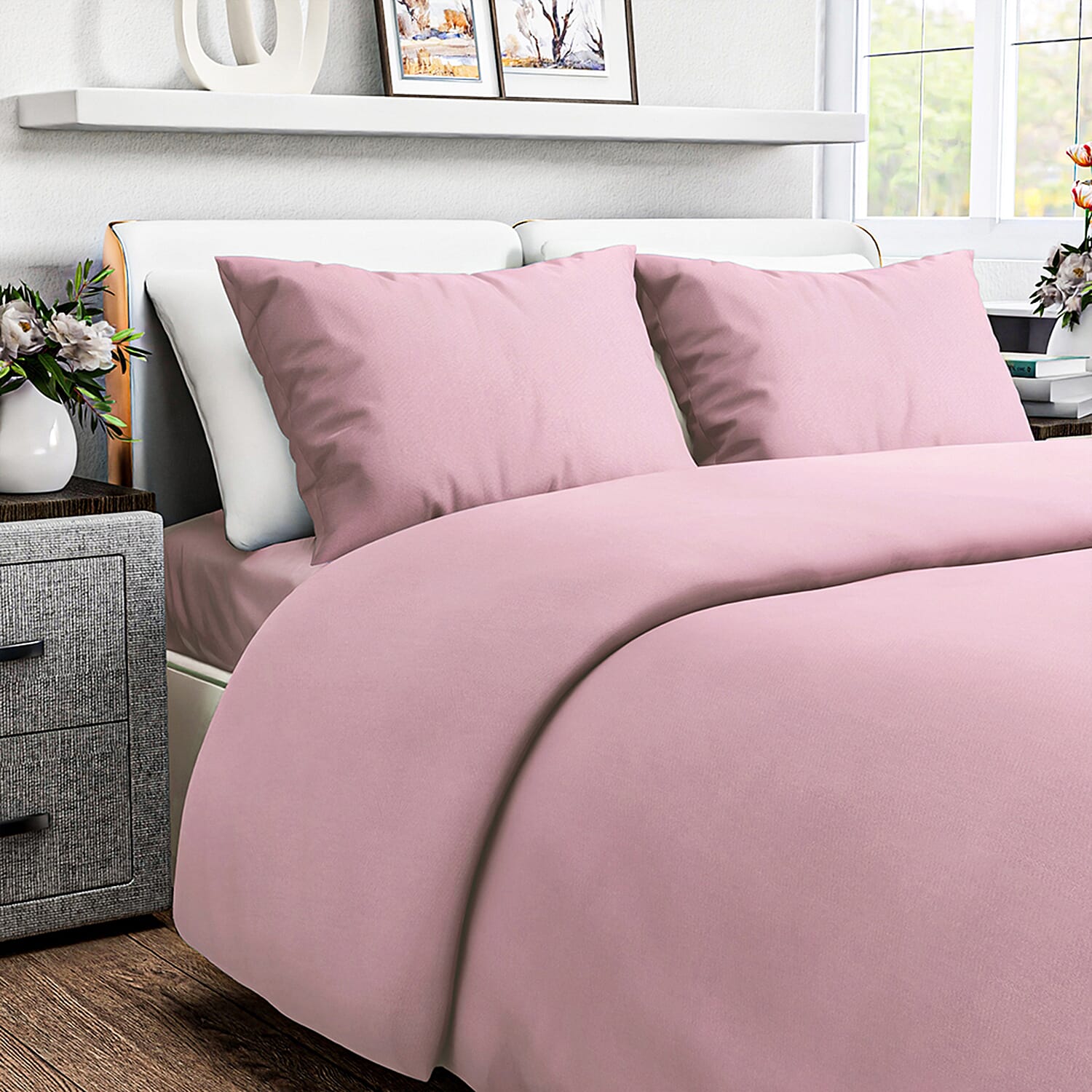 4-Piece Bamboo Bedding Set incl. Duvet Cover, Fitted Sheet & 2 Pillowcases