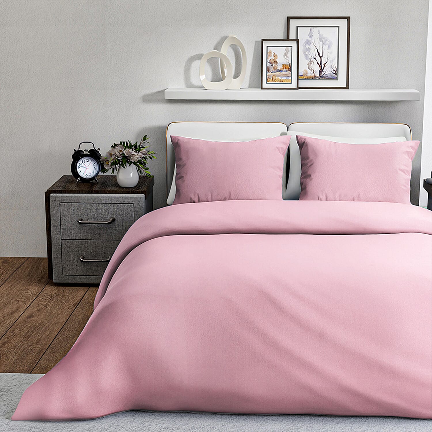 4-Piece Bamboo Bedding Set incl. Duvet Cover, Fitted Sheet & 2 Pillowcases