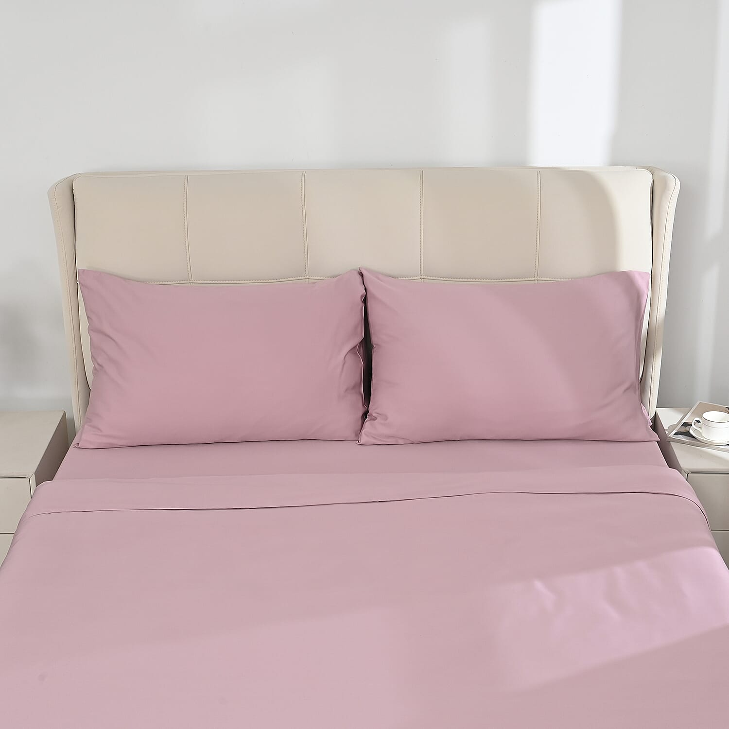 4-Piece Bamboo Bedding Set incl. Duvet Cover, Fitted Sheet & 2 Pillowcases