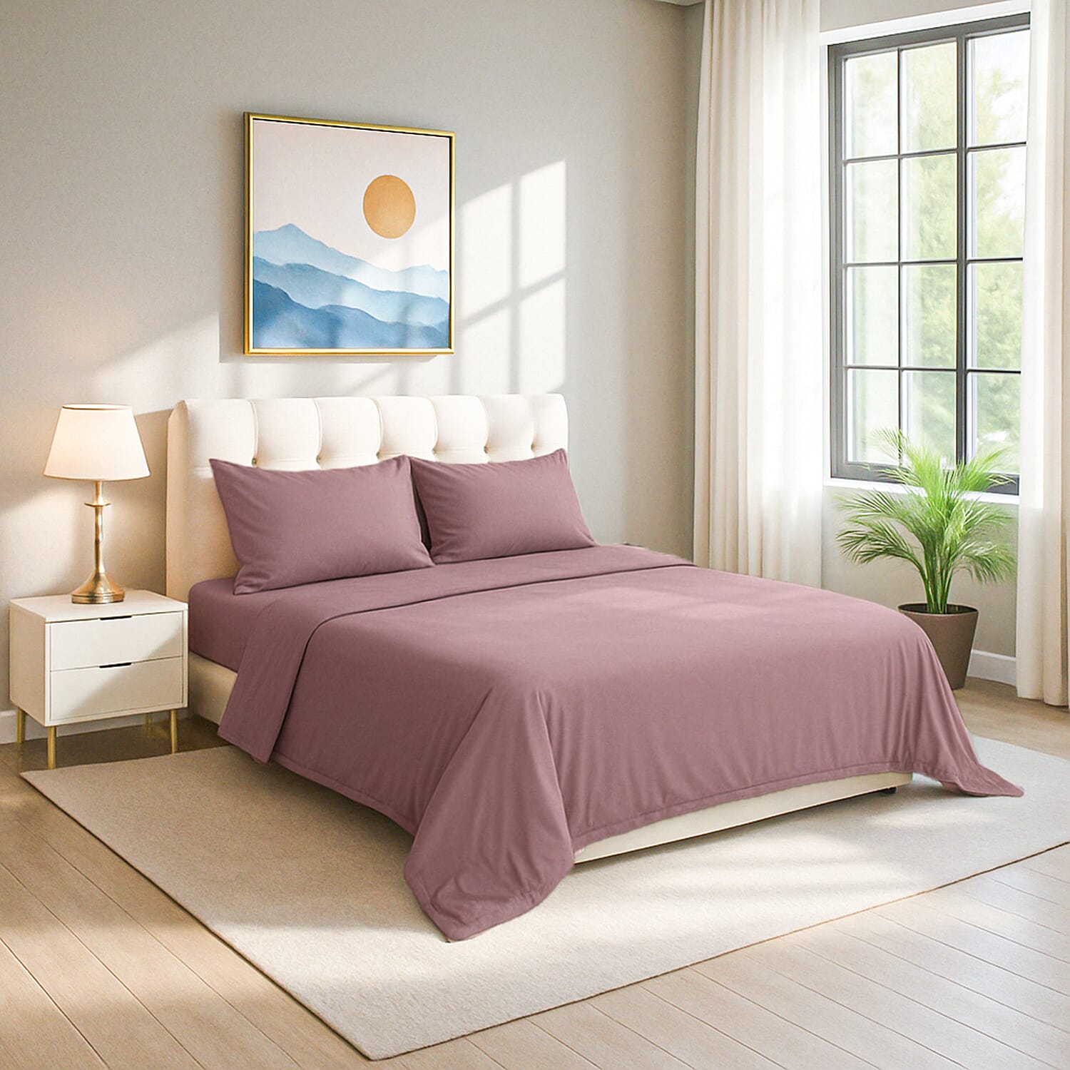 4-Piece Bamboo Bedding Set incl. Duvet Cover, Fitted Sheet & 2 Pillowcases