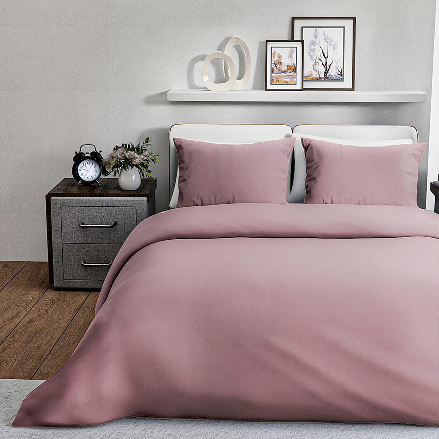 4-Piece Bamboo Bedding Set incl. Duvet Cover, Fitted Sheet & 2 Pillowcases