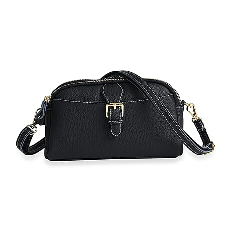 Genuine Leather Crossbody Bag (Size - One Size) - Black