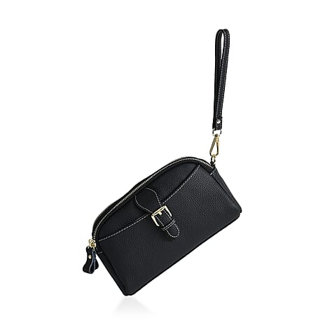 Genuine Leather Crossbody Bag (Size - One Size) - Black