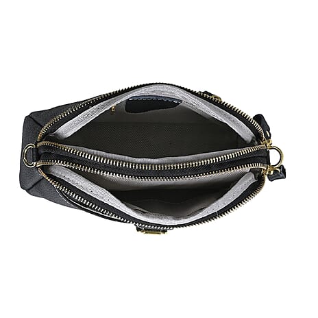 Genuine Leather Crossbody Bag (Size - One Size) - Black