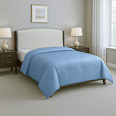 Hush Haven Soft - Breathable Bamboo Viscose Quilt with Quilting (Size 200x200) - Light Blue