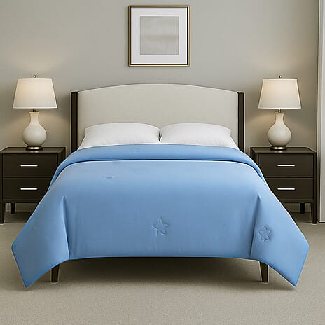 Hush Haven Soft - Breathable Bamboo Viscose Quilt with Quilting (Size 200x200) - Light Blue