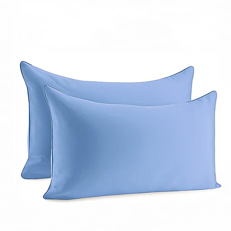 Hush Haven - Set of 2 Soft - Breathable Bamboo Pillowcases (Size 75x50cm) - Blue