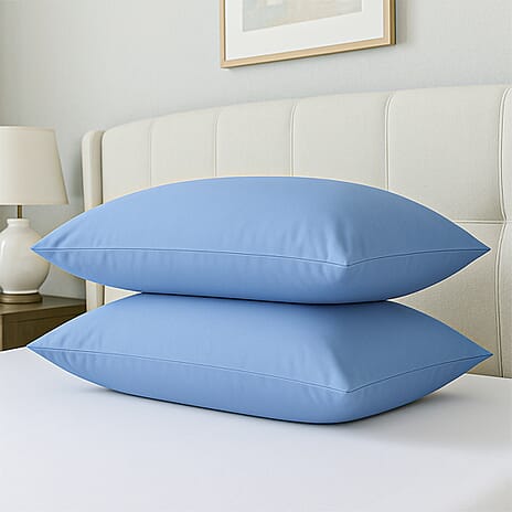 Hush Haven - Set of 2 Soft - Breathable Bamboo Pillowcases (Size 75x50cm) - Blue